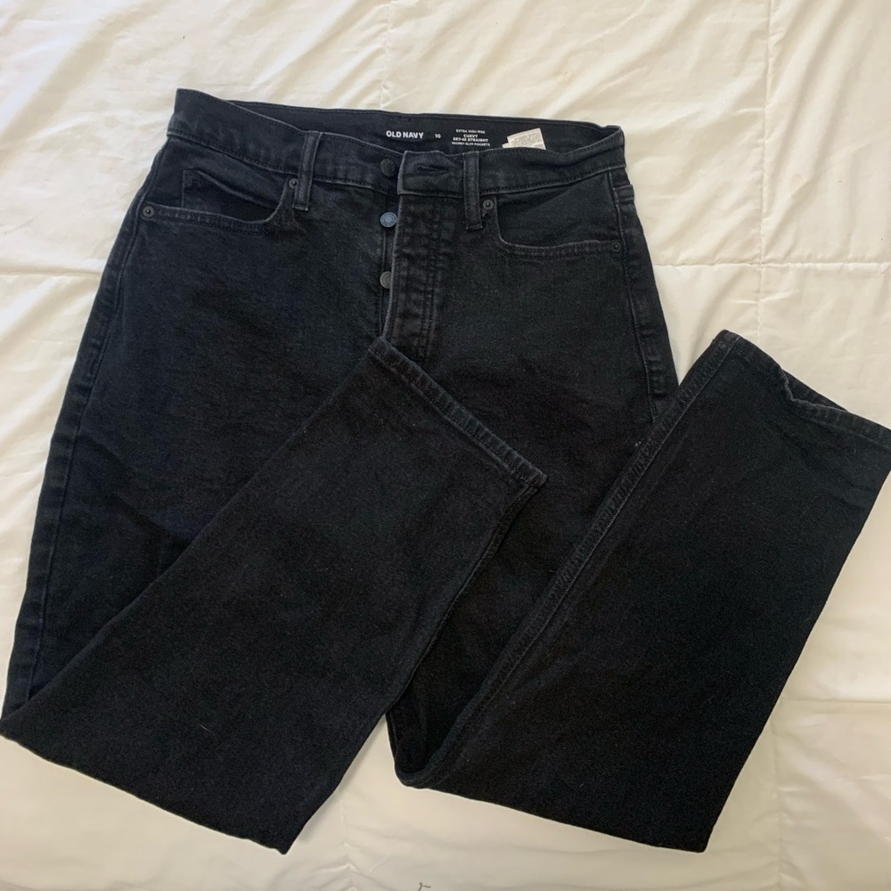 Black straight leg jeans